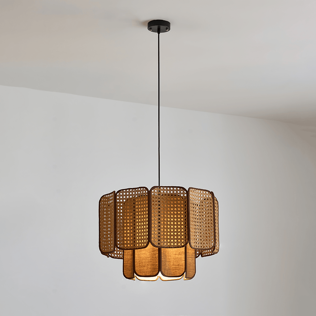 Cane Lampe Suspendue Vintage en Tissu - Neutralighting