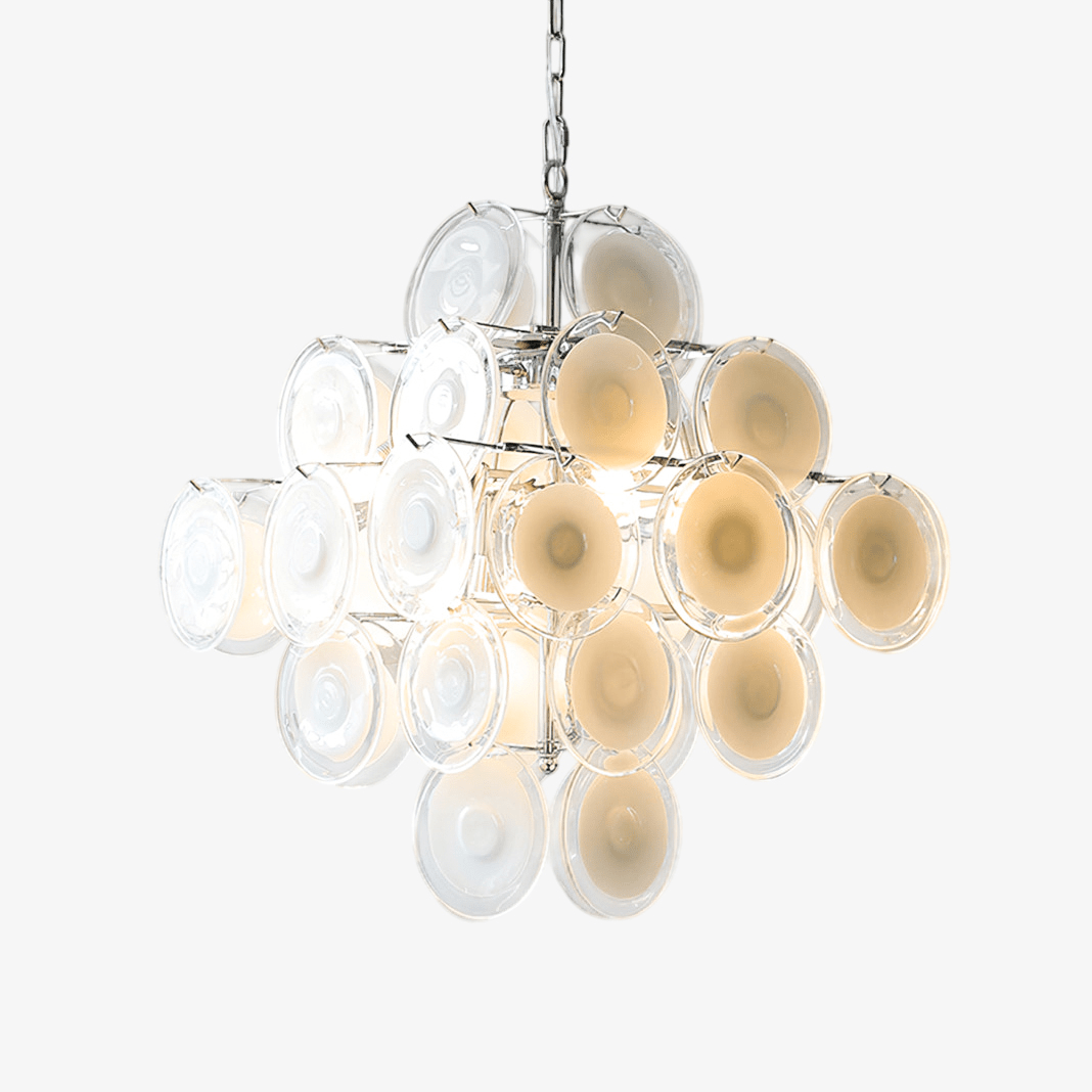 Aurora Lustre Blanc Murano Verre Disques Grappe - Neutralighting