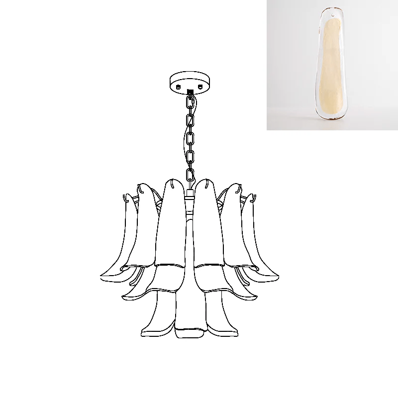 Aurora Lustre Murano Verre Feuille Doré - Neutralighting