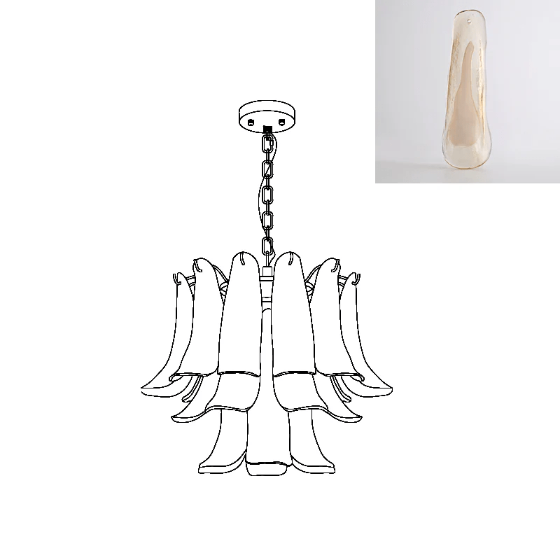Aurora Lustre Murano Verre Feuille Doré - Neutralighting