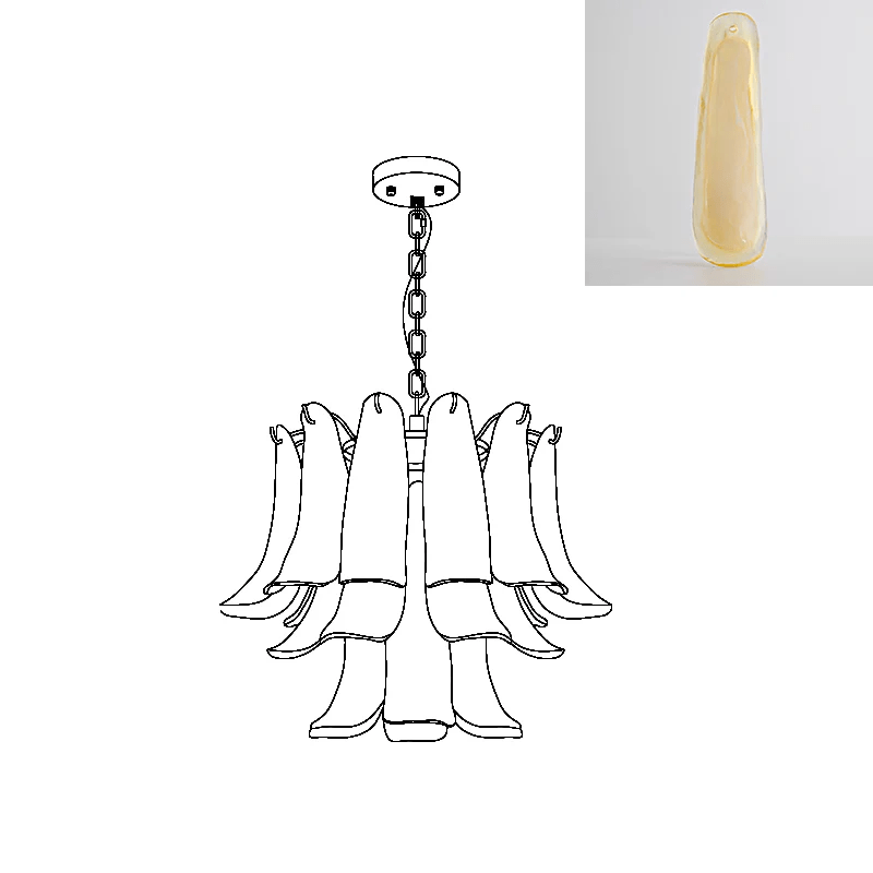 Aurora Lustre Murano Verre Feuille Doré - Neutralighting