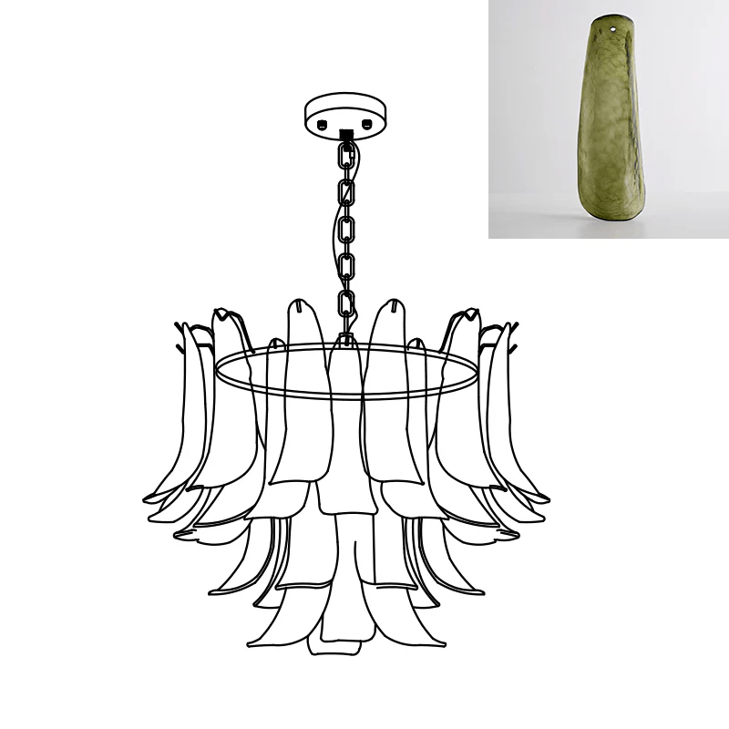 Aurora Lustre Murano Verre Feuille Doré - Neutralighting