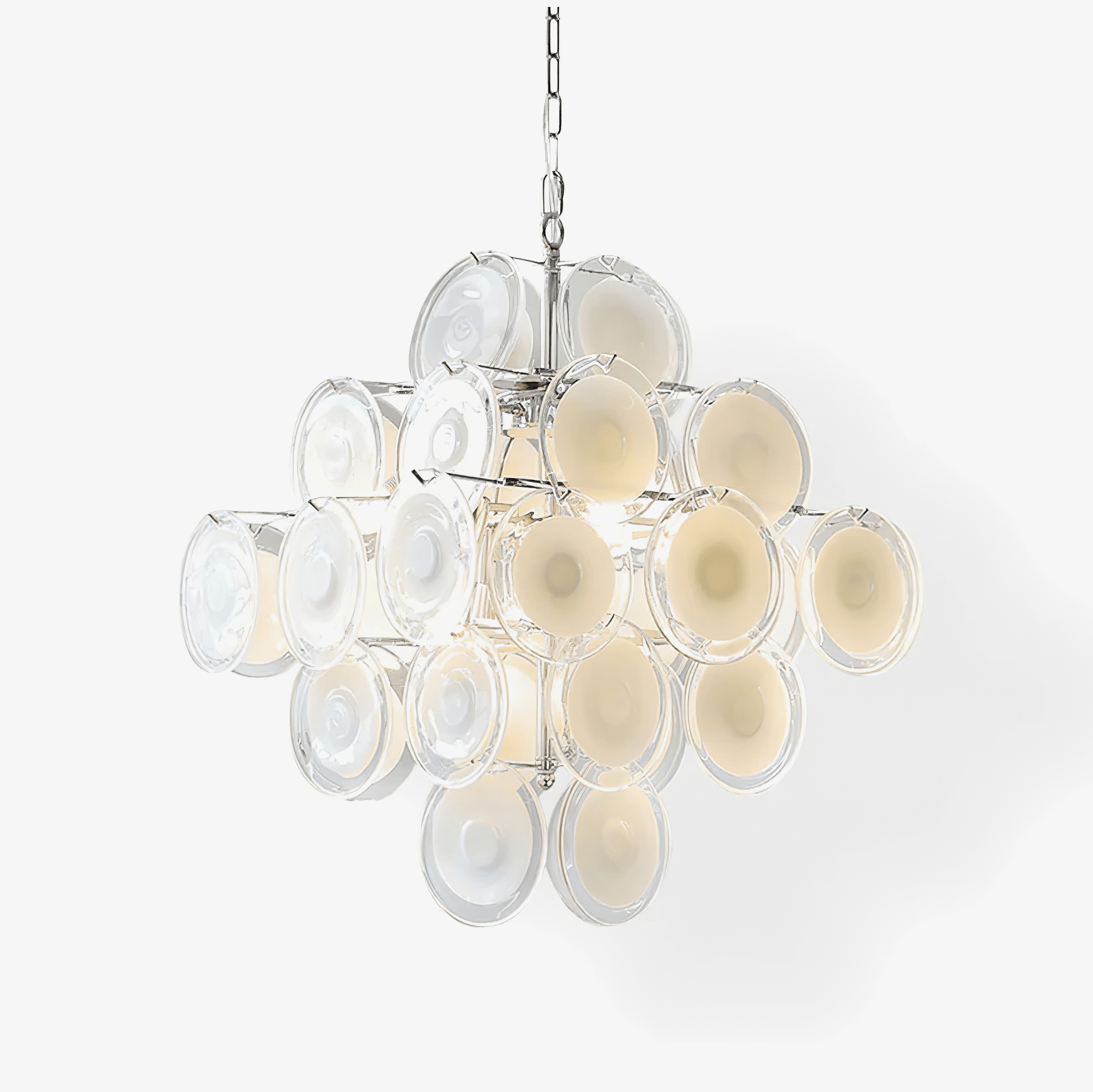 Aurora Lustre Blanc Murano Verre Disques Grappe - Neutralighting