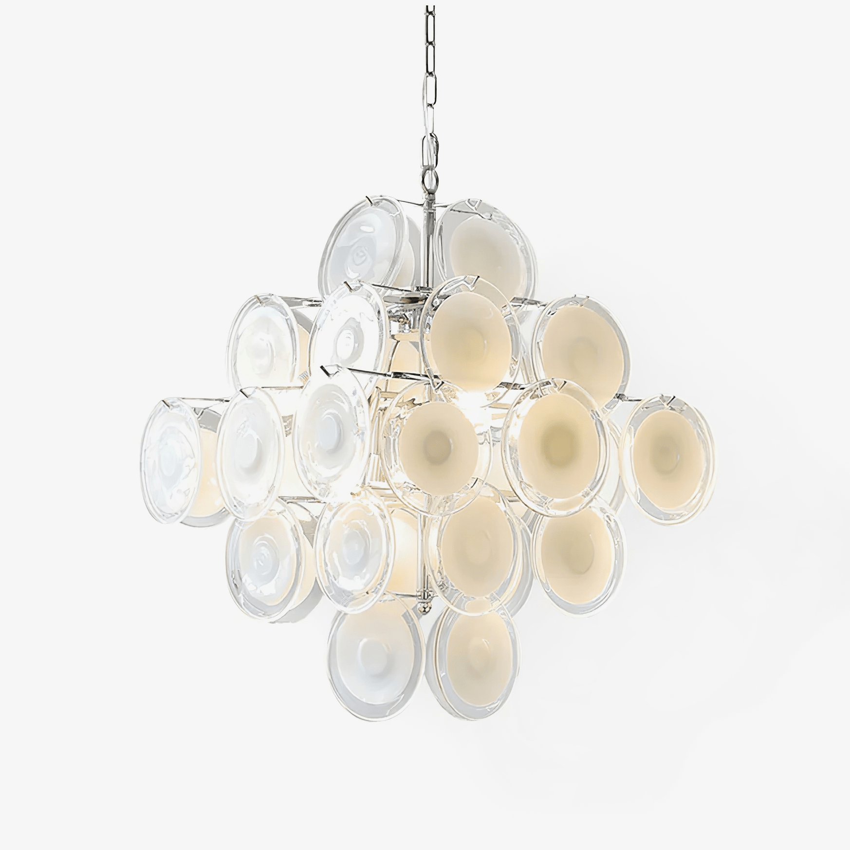 Aurora Lustre Blanc Murano Verre Disques Grappe - Neutralighting