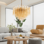 Aurora Lustre Doré Ambre Verre Superposé Géométrique Luxe - Neutralighting