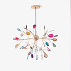 Lustra Chandelier Feuille Colorée Bras Dorés - Neutralighting