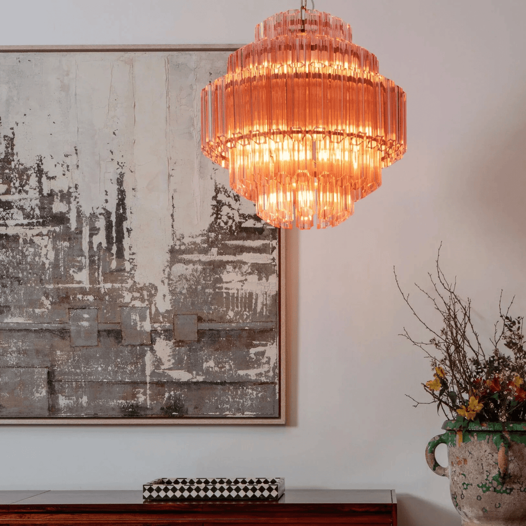 Aurora Lustre Rose Verre Tube Superposé Diamant - Neutralighting