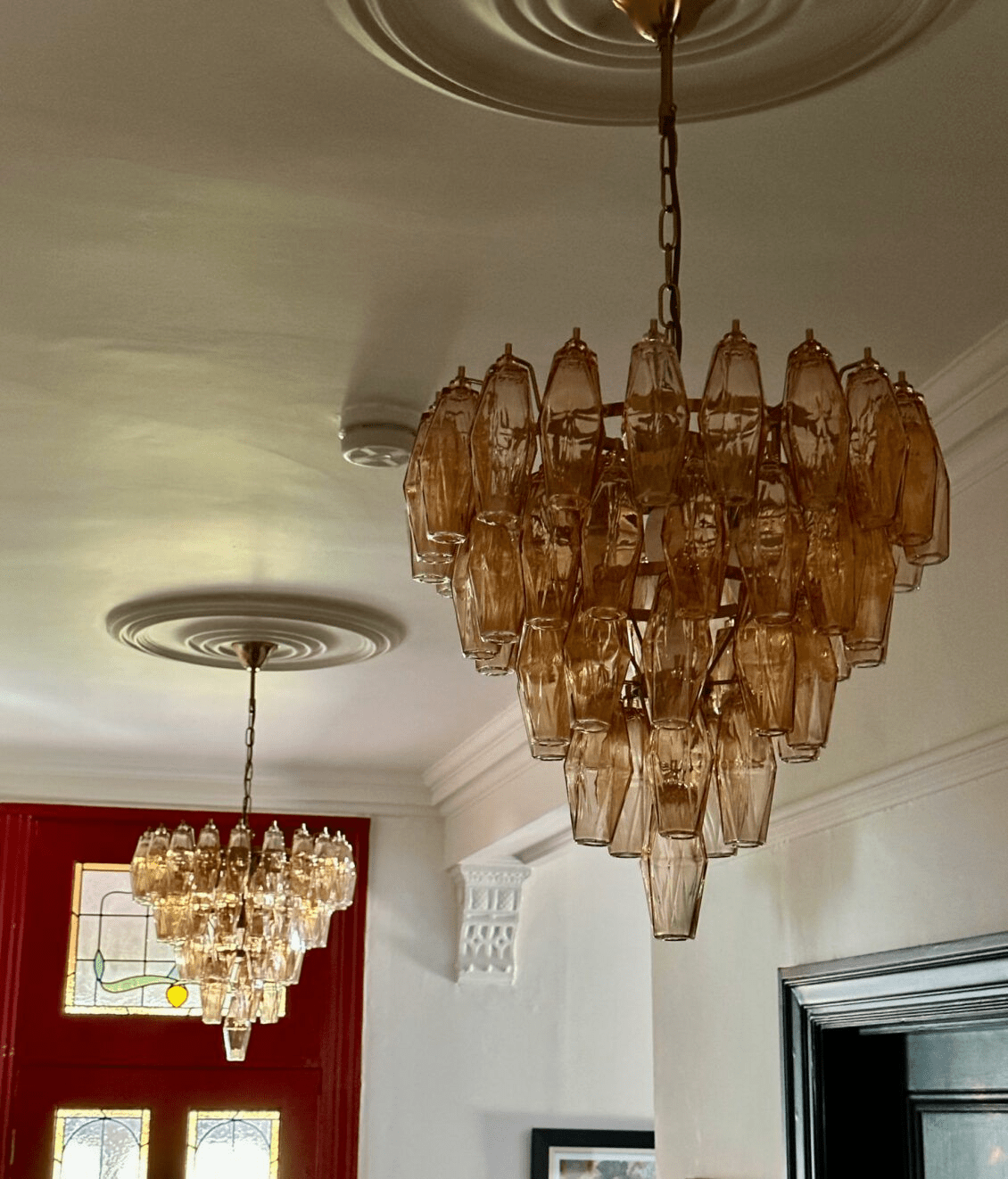 Aurora Lustre Rose Facetté Verre Superposé Vintage - Neutralighting