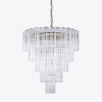 Aurora Lustre Cinq Étage Cannelé Verre Grande Mid Siècle - Neutralighting