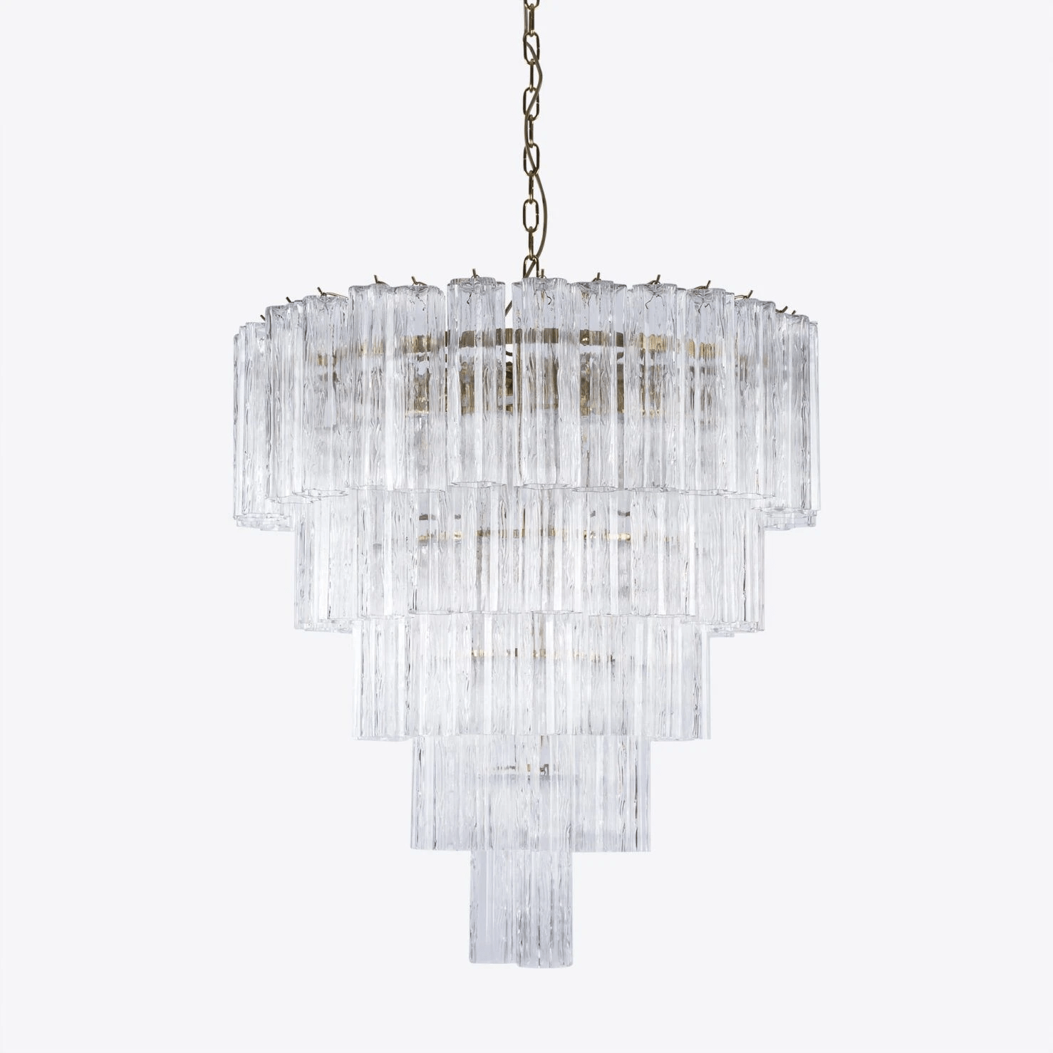 Aurora Lustre Cinq Étage Cannelé Verre Grande Mid Siècle - Neutralighting
