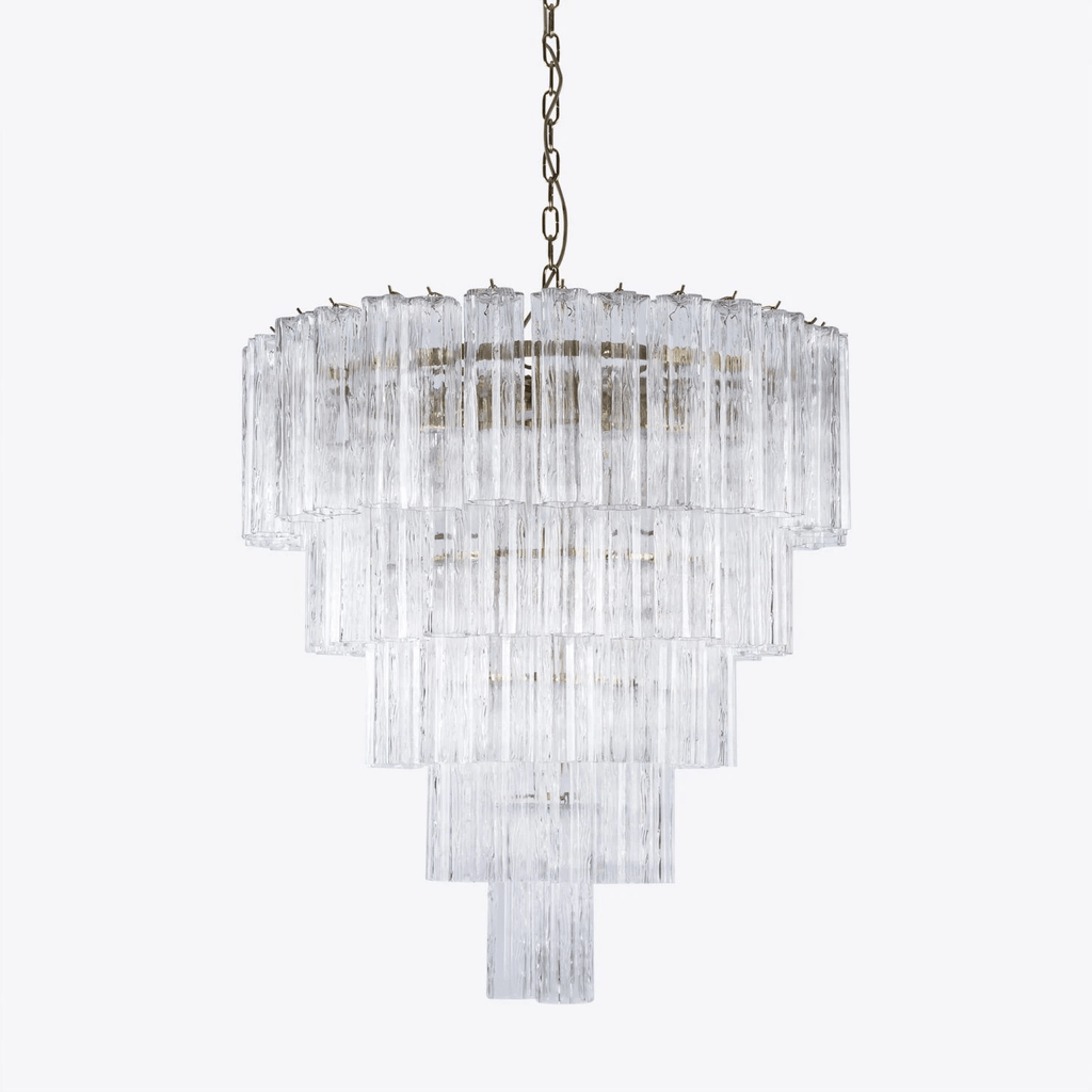 Aurora Lustre Cinq Étage Cannelé Verre Grande Mid Siècle - Neutralighting