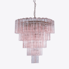 Aurora Lustre Cinq Étage Cannelé Verre Grande Mid Siècle - Neutralighting