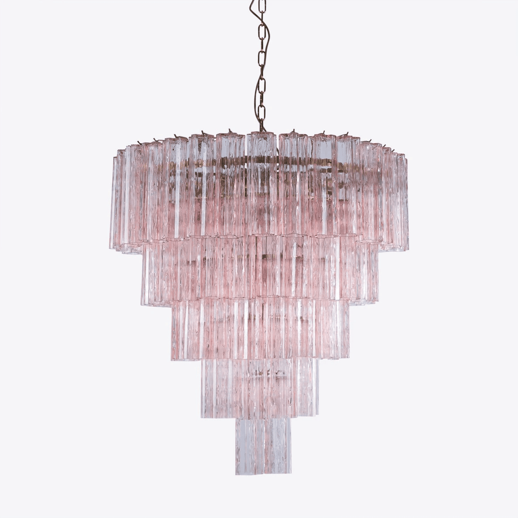 Aurora Lustre Cinq Étage Cannelé Verre Grande Mid Siècle - Neutralighting