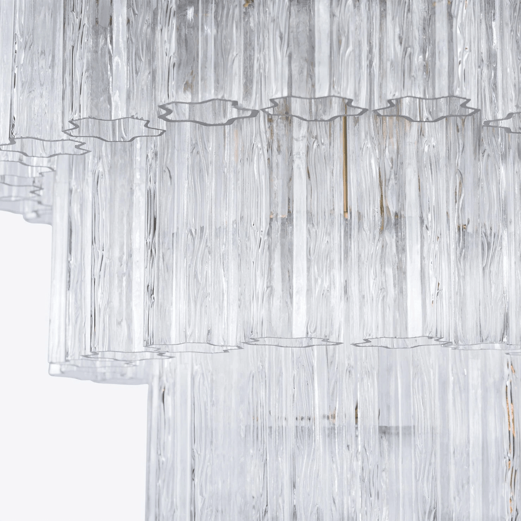 Aurora Lustre Cinq Étage Cannelé Verre Grande Mid Siècle - Neutralighting