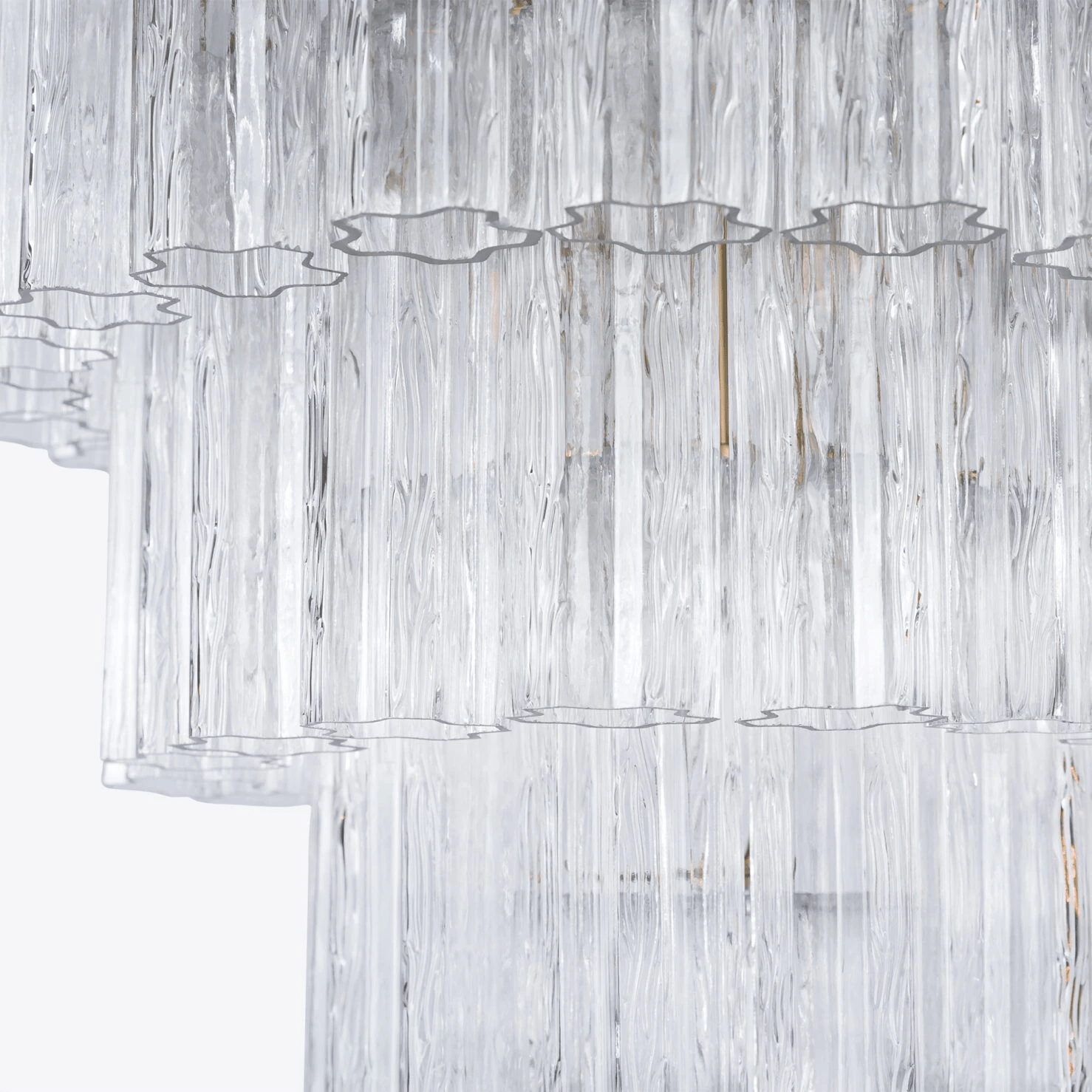 Aurora Lustre Cinq Étage Cannelé Verre Grande Mid Siècle - Neutralighting