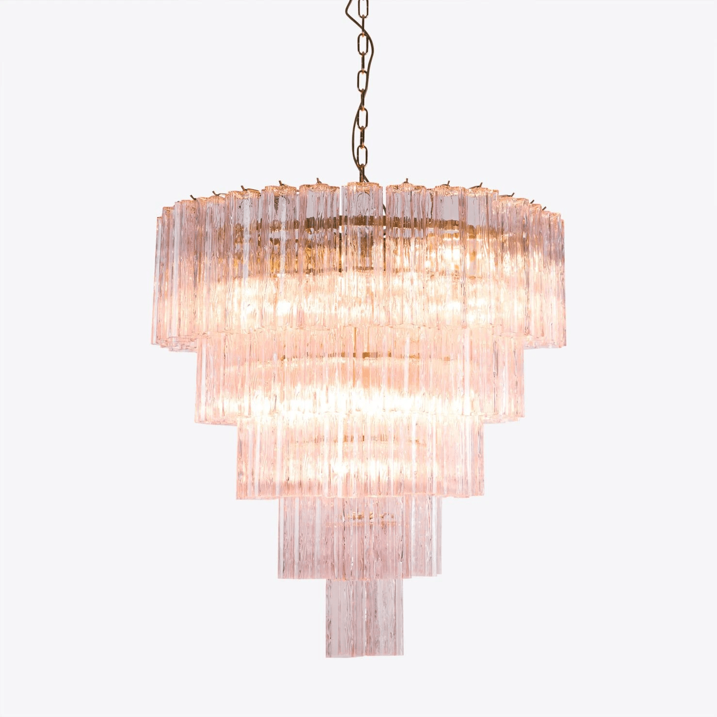 Aurora Lustre Cinq Étage Cannelé Verre Grande Mid Siècle - Neutralighting