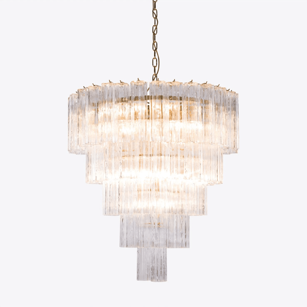 Aurora Lustre Cinq Étage Cannelé Verre Grande Mid Siècle - Neutralighting