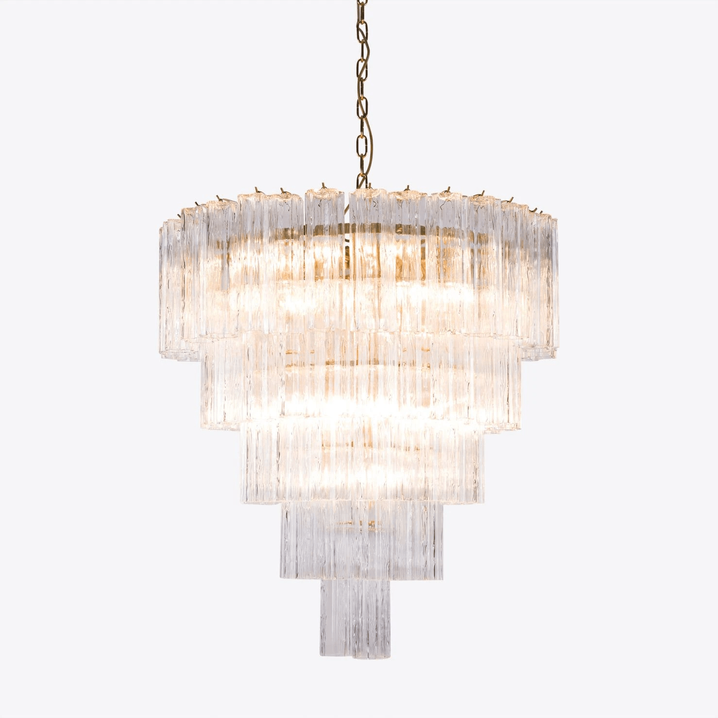 Aurora Lustre Cinq Étage Cannelé Verre Grande Mid Siècle - Neutralighting