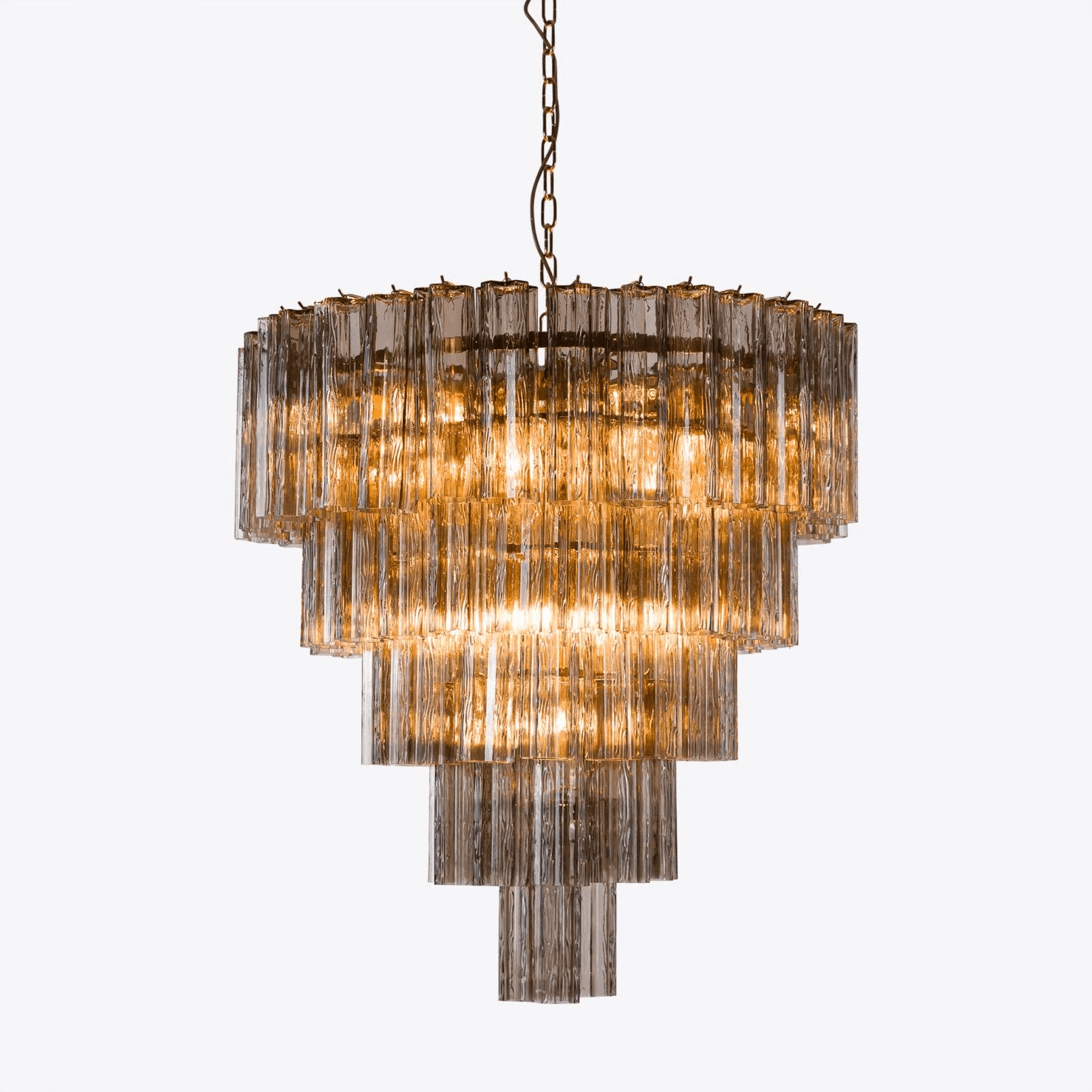 Aurora Lustre Cinq Étage Cannelé Verre Grande Mid Siècle - Neutralighting