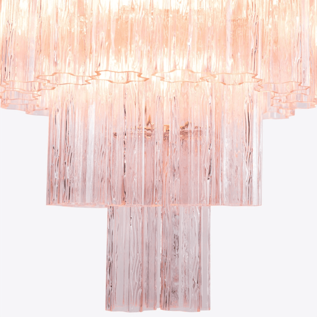 Aurora Lustre Cinq Étage Cannelé Verre Grande Mid Siècle - Neutralighting