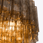 Aurora Lustre Cinq Étage Cannelé Verre Grande Mid Siècle - Neutralighting