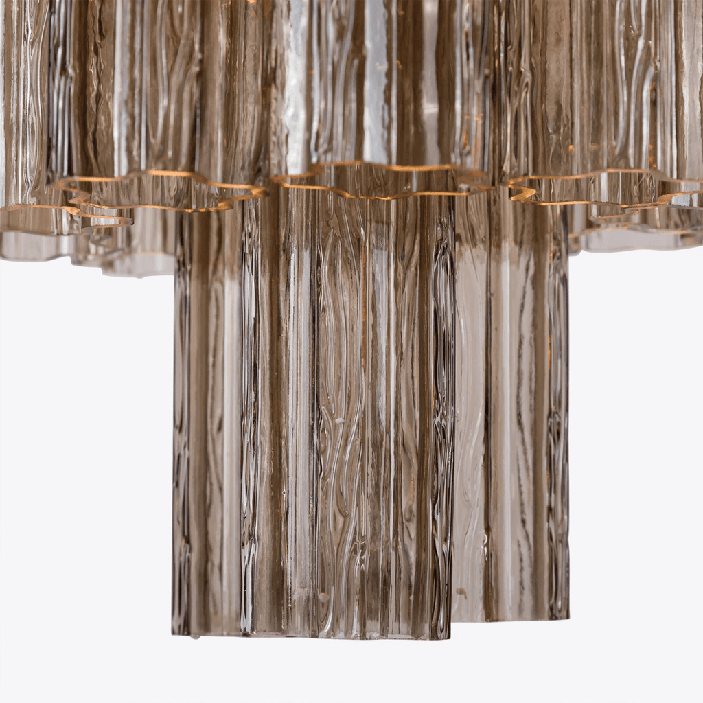 Aurora Lustre Cinq Étage Cannelé Verre Grande Mid Siècle - Neutralighting