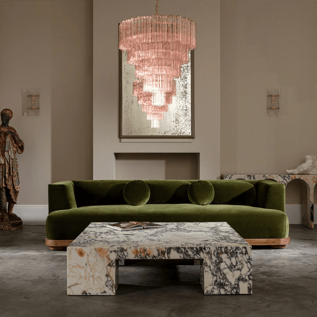 Aurora Lustre Cinq Étage Cannelé Verre Grande Mid Siècle - Neutralighting