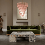 Aurora Lustre Cinq Étage Cannelé Verre Grande Mid Siècle - Neutralighting