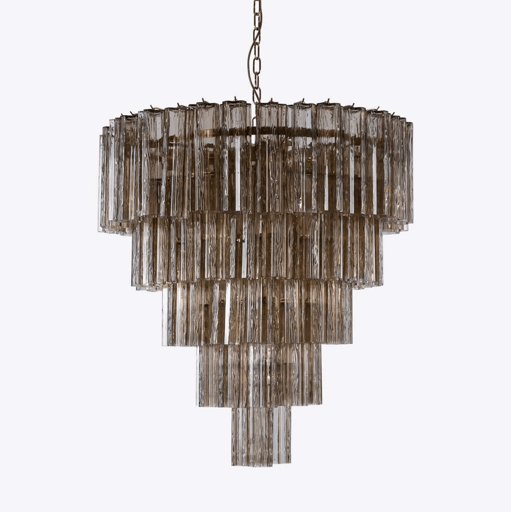 Aurora Lustre Cinq Étage Cannelé Verre Grande Mid Siècle - Neutralighting
