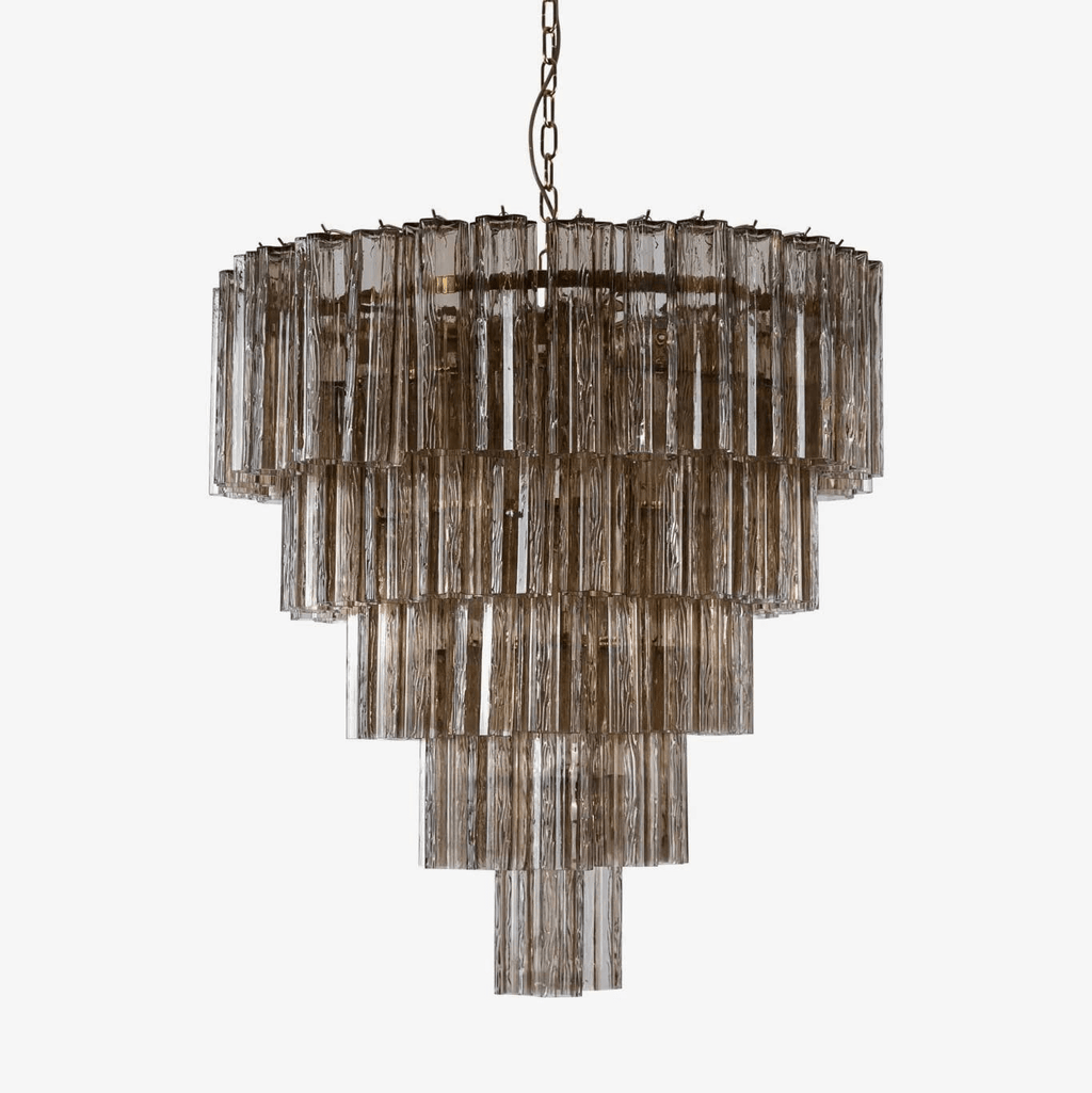 Aurora Lustre Cinq Étage Cannelé Verre Grande Mid Siècle - Neutralighting