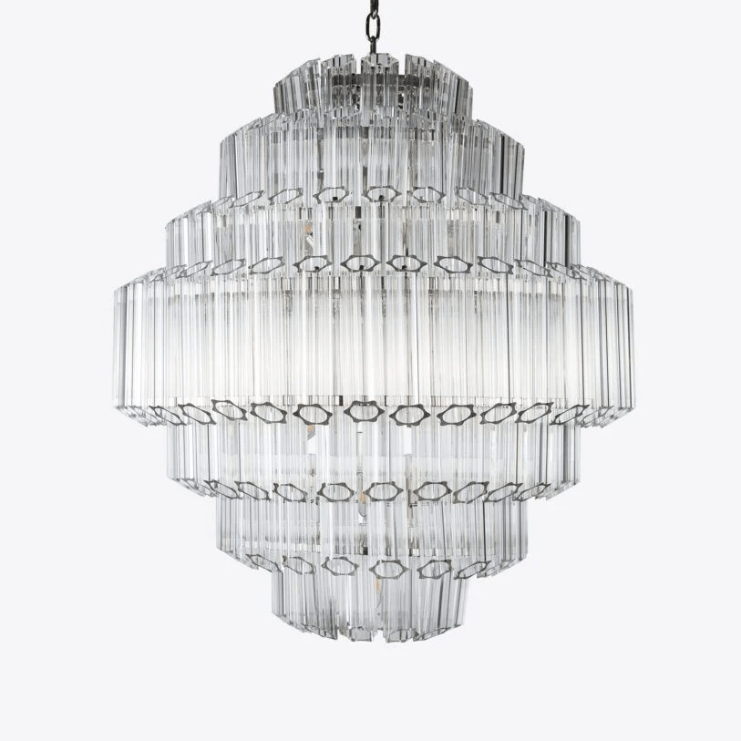 Aurora Lustre Transparent Verre Tube Superposé Grande Vintage - Neutralighting