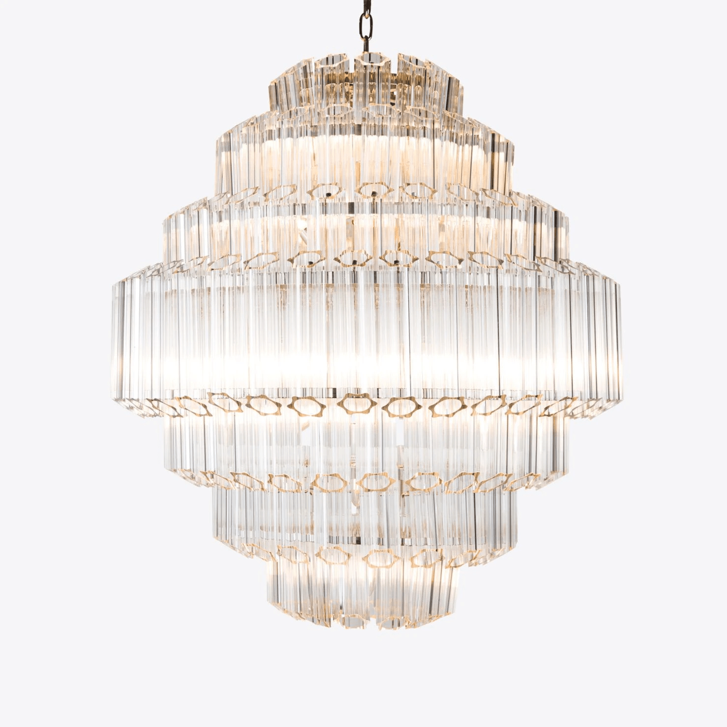 Aurora Lustre Transparent Verre Tube Superposé Grande Vintage - Neutralighting
