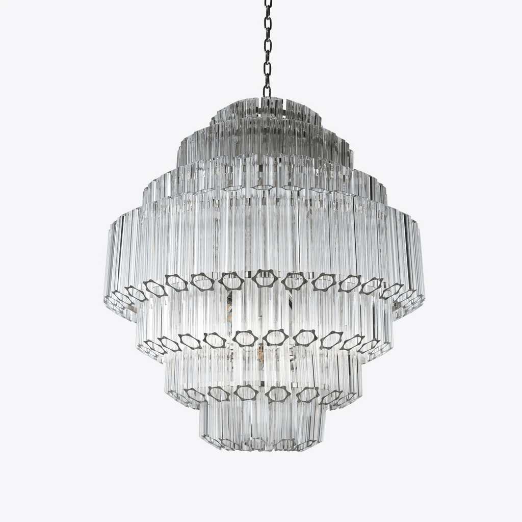 Aurora Lustre Transparent Verre Tube Superposé Grande Vintage - Neutralighting