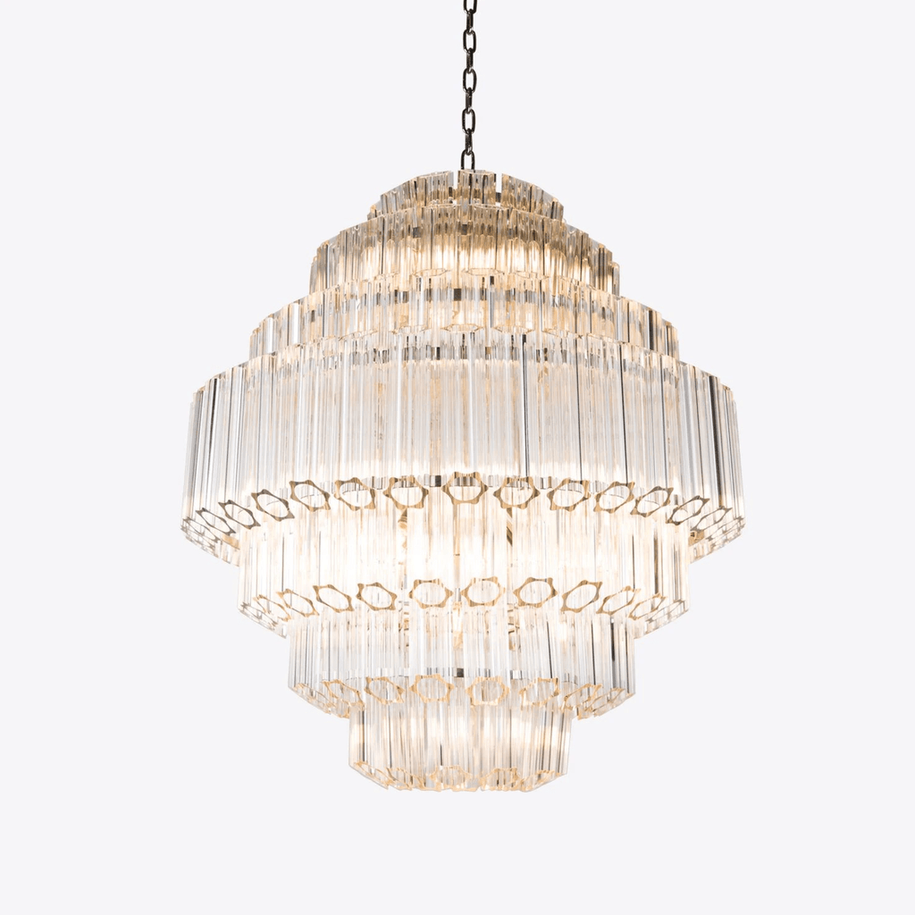 Aurora Lustre Transparent Verre Tube Superposé Grande Vintage - Neutralighting