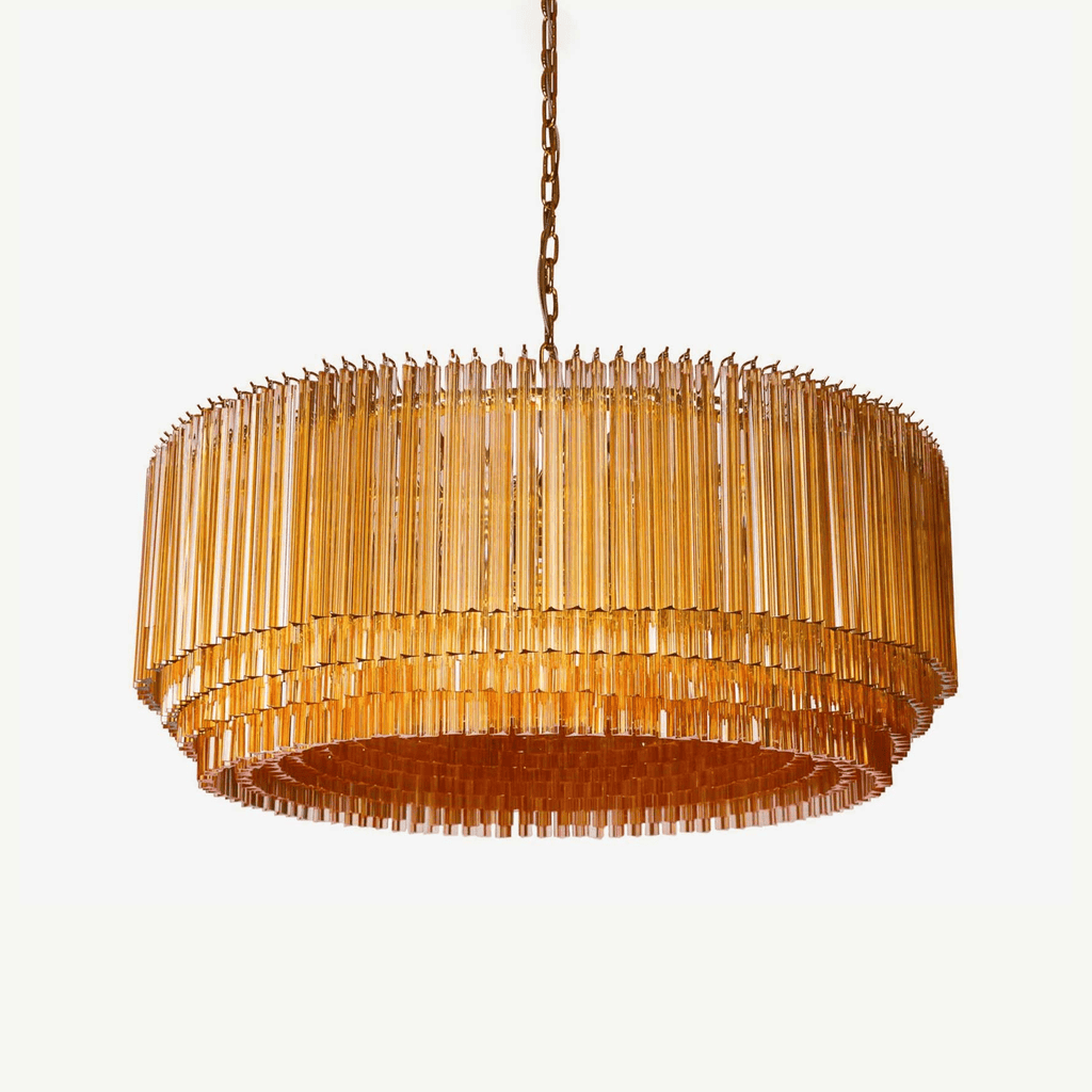 Aurora Chandelier en Verre Ambre Tambour - Neutralighting