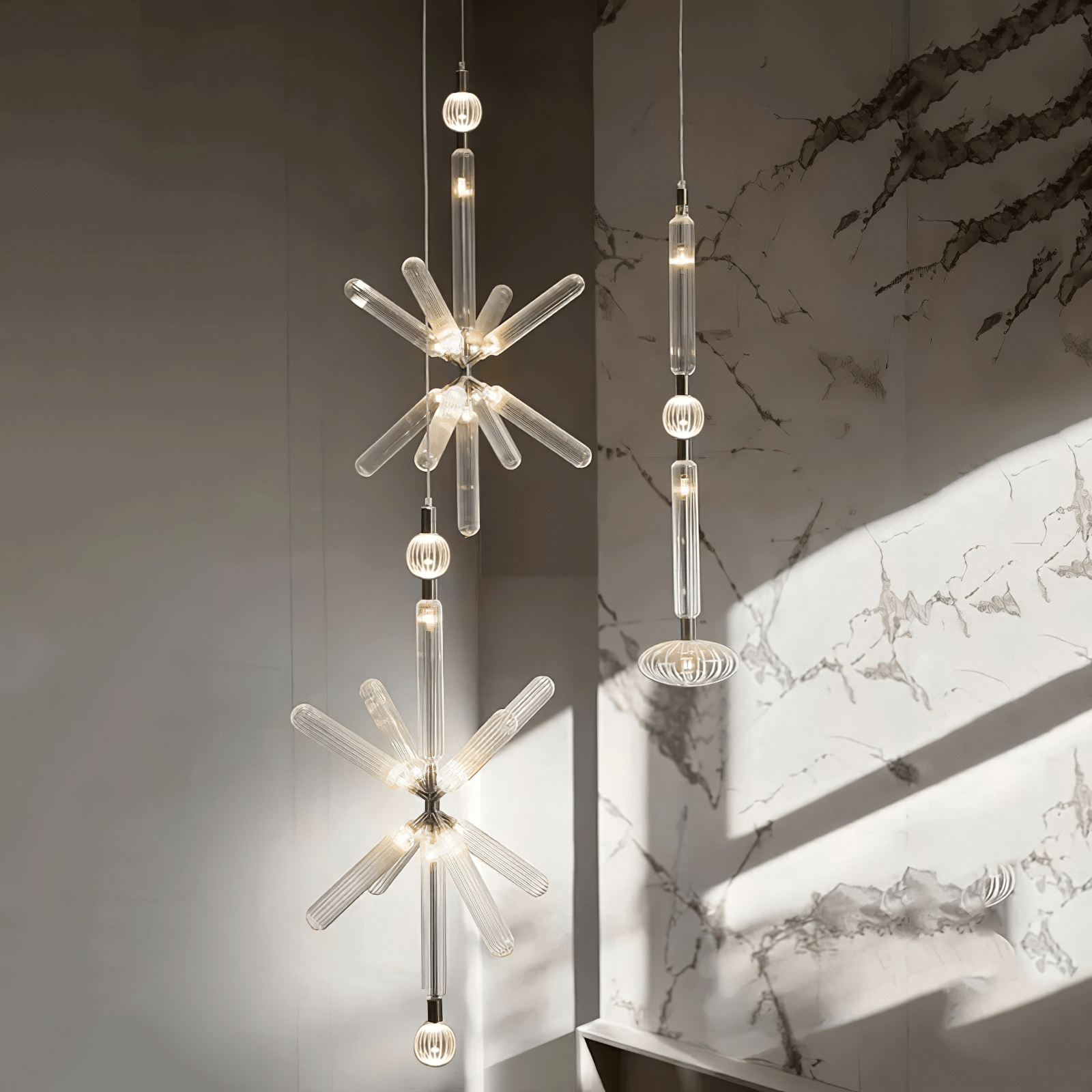 Solara Lampe à suspension en cristal cylindrique Cipher contemporaine - Neutralighting