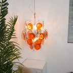 Aurora Chandelier en Verre de Murano Orange Disque Superposé - Neutralighting
