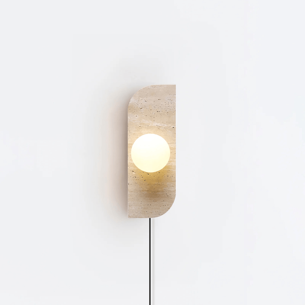 Zophaor Minimalist Travertine Plug-In Wall Light - Neutralighting