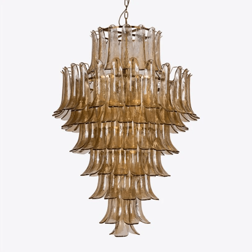 Aurora Chandelier Pétale en Verre Murano Ambre Style Milieu de Siècle - Neutralighting