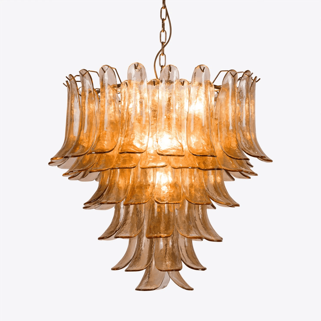 Aurora Chandelier Pétale en Verre Murano Ambre Style Milieu de Siècle - Neutralighting