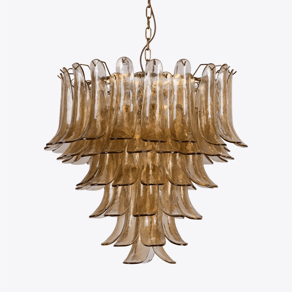 Aurora Chandelier Pétale en Verre Murano Ambre Style Milieu de Siècle - Neutralighting