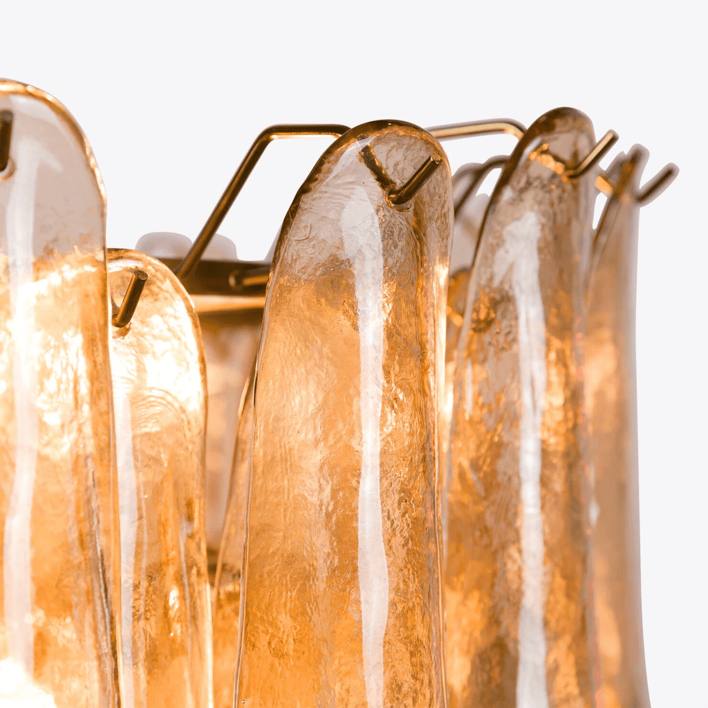 Aurora Chandelier Pétale en Verre Murano Ambre Style Milieu de Siècle - Neutralighting