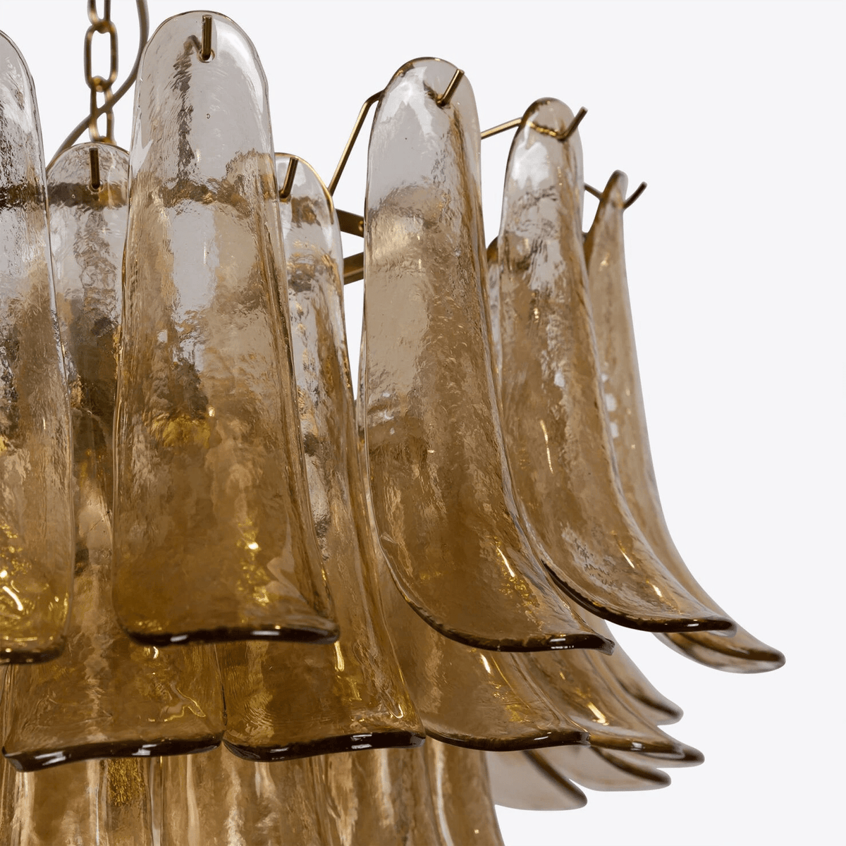 Aurora Chandelier Pétale en Verre Murano Ambre Style Milieu de Siècle - Neutralighting