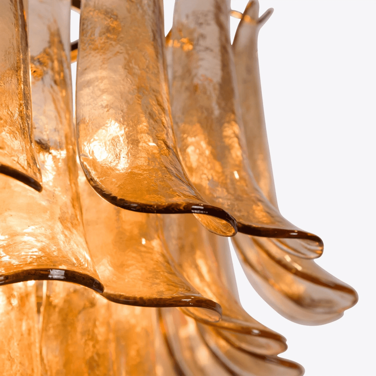 Aurora Chandelier Pétale en Verre Murano Ambre Style Milieu de Siècle - Neutralighting