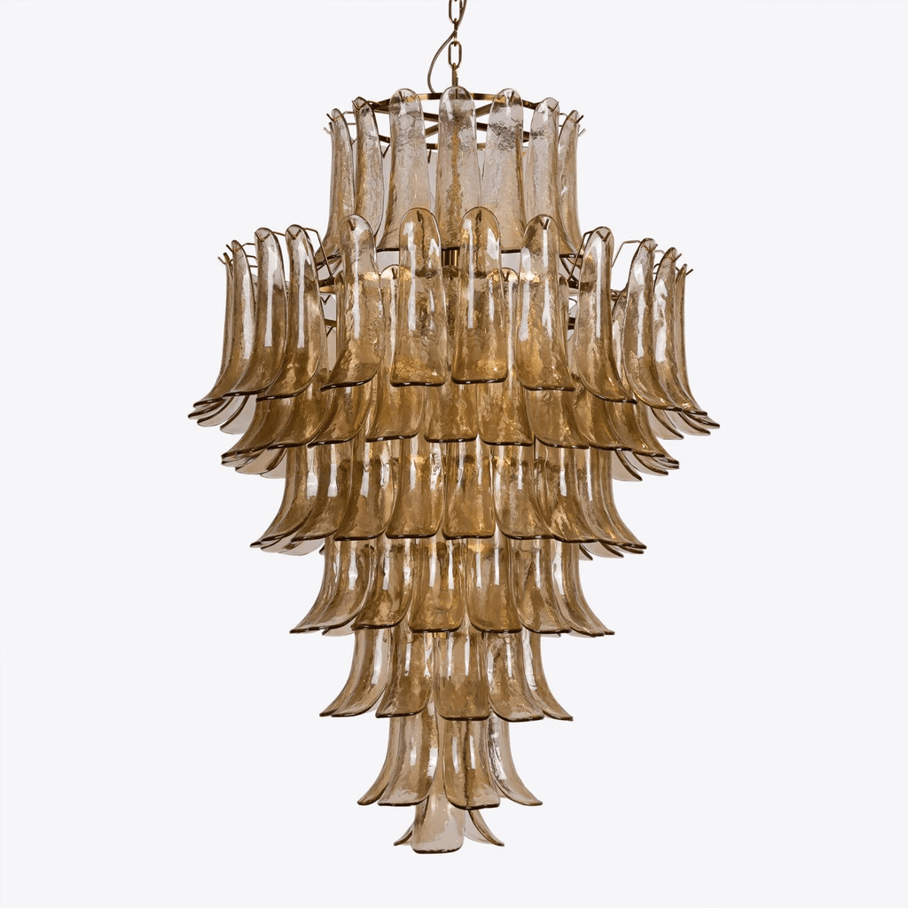 Aurora Chandelier Pétale en Verre Murano Ambre Style Milieu de Siècle - Neutralighting