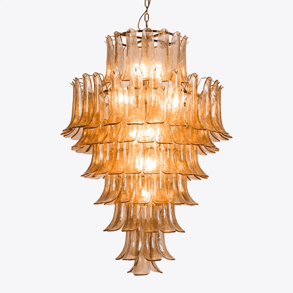 Aurora Chandelier Pétale en Verre Murano Ambre Style Milieu de Siècle - Neutralighting