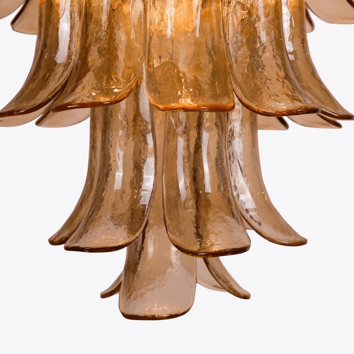 Aurora Chandelier Pétale en Verre Murano Ambre Style Milieu de Siècle - Neutralighting