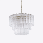 Aurora Lustre Cinq Étage Cannelé Verre Tube Mid Siècle - Neutralighting