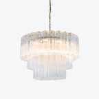 Aurora Lustre Cinq Étage Cannelé Verre Tube Mid Siècle - Neutralighting