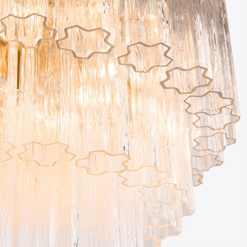 Aurora Lustre Cinq Étage Cannelé Verre Tube Mid Siècle - Neutralighting